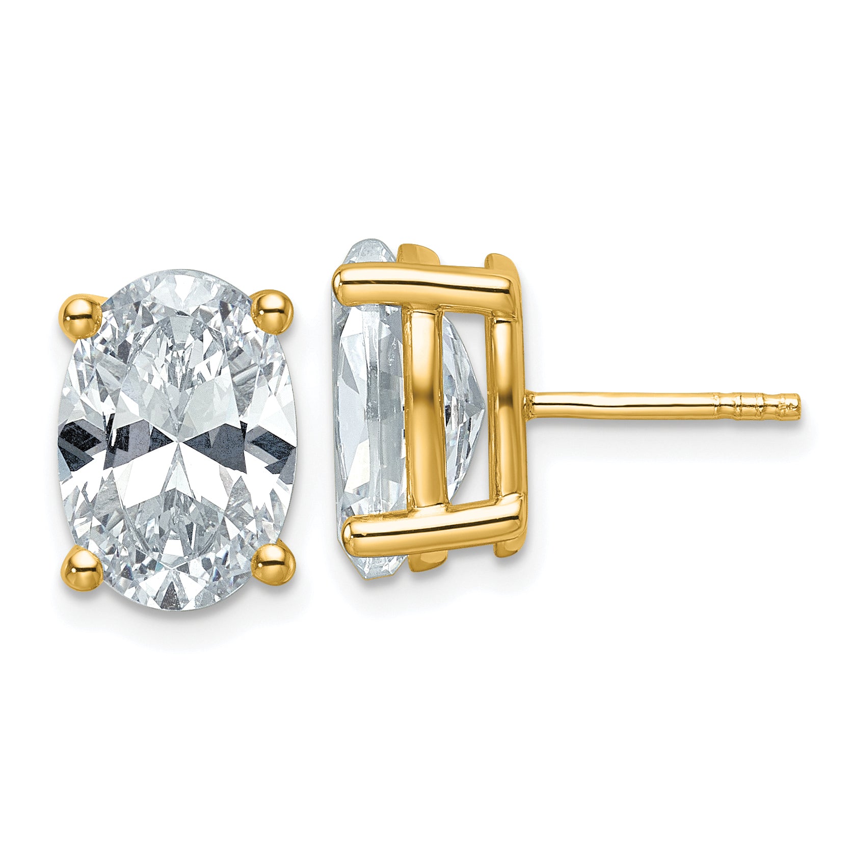 14k Yellow Gold 6 ctw Certified Lab Grown Diamond VS/SI+ G+ Oval 4 Prong Heavy Wt. Stud Earrings