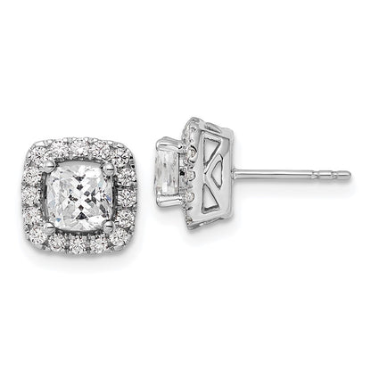 14k White Gold 3/8 Ct. Lab Grown Diamond VS/SI+ G+ April Birthstone White Sapphire Halo Post Earrings
