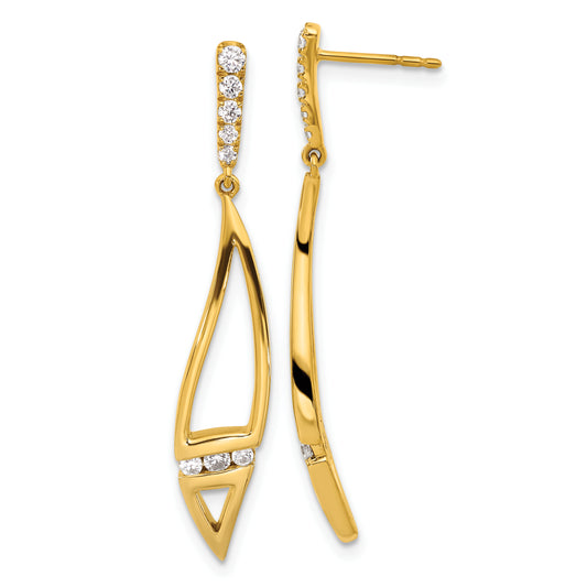 14k Yellow Gold Lab Grown Diamond VS/SI+ G+ Curved Post Dangle Earrings