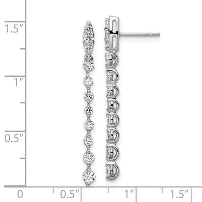 14k White Gold 1 Ct. Lab Grown Diamond VS/SI+ G+ Dangle Post Earrings