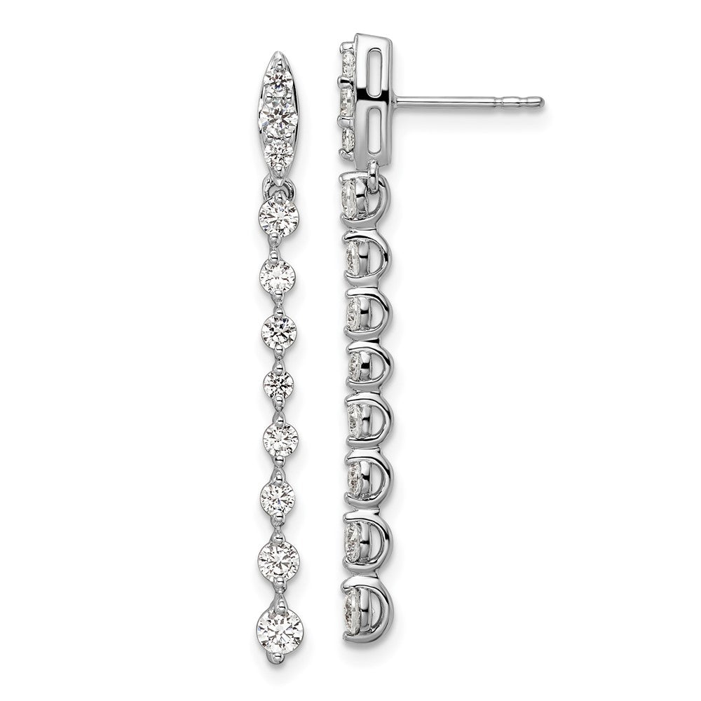14k White Gold 1 Ct. Lab Grown Diamond VS/SI+ G+ Dangle Post Earrings