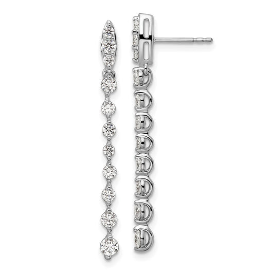 14k White Gold 1 Ct. Lab Grown Diamond VS/SI+ G+ Dangle Post Earrings