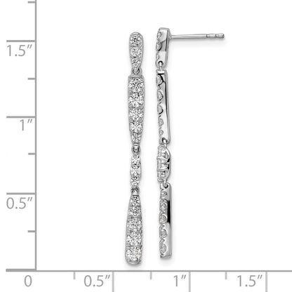 14k White Gold 1 Ct. Lab Grown Diamond VS/SI+ G+ Dangle Post Earrings
