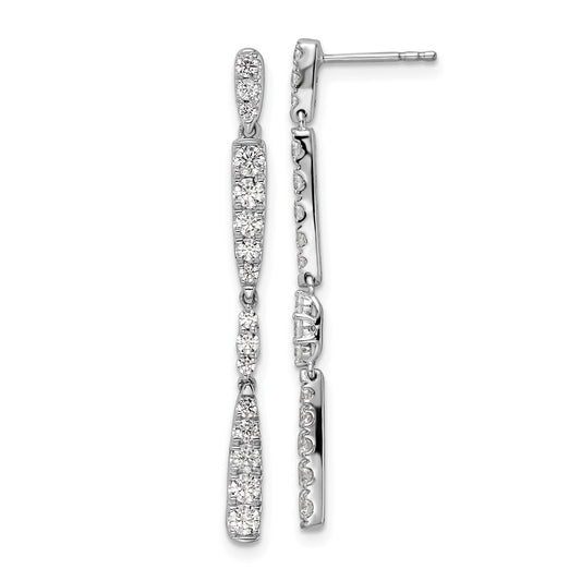 14k White Gold 1 Ct. Lab Grown Diamond VS/SI+ G+ Dangle Post Earrings