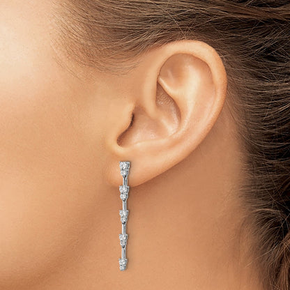 14k White Gold 1 Ct. Lab Grown Diamond VS/SI+ G+ Complete Dangle Post Earrings