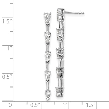 14k White Gold 1 Ct. Lab Grown Diamond VS/SI+ G+ Complete Dangle Post Earrings