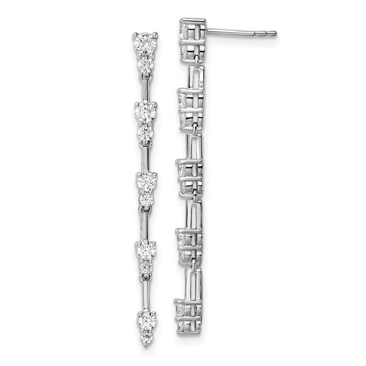 14k White Gold 1 Ct. Lab Grown Diamond VS/SI+ G+ Complete Dangle Post Earrings