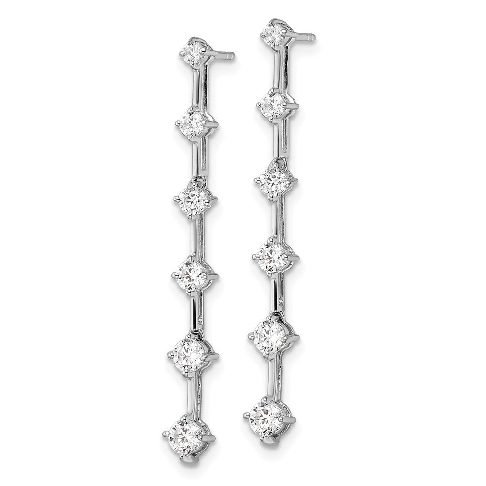 14k White Gold 1 Ct. Lab Grown Diamond VS/SI+ G+ Six Stone Dangle Post Earrings
