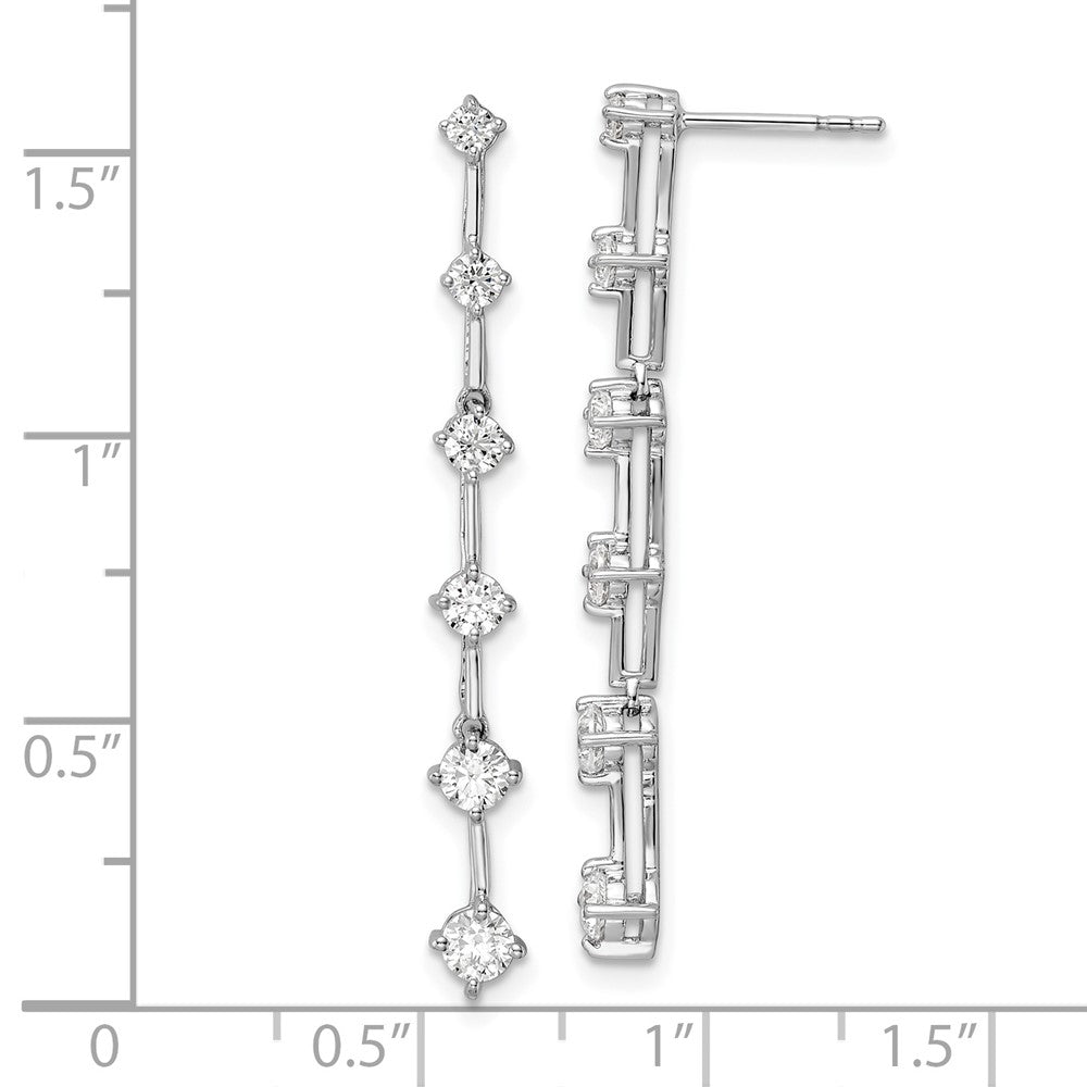 14k White Gold 1 Ct. Lab Grown Diamond VS/SI+ G+ Six Stone Dangle Post Earrings