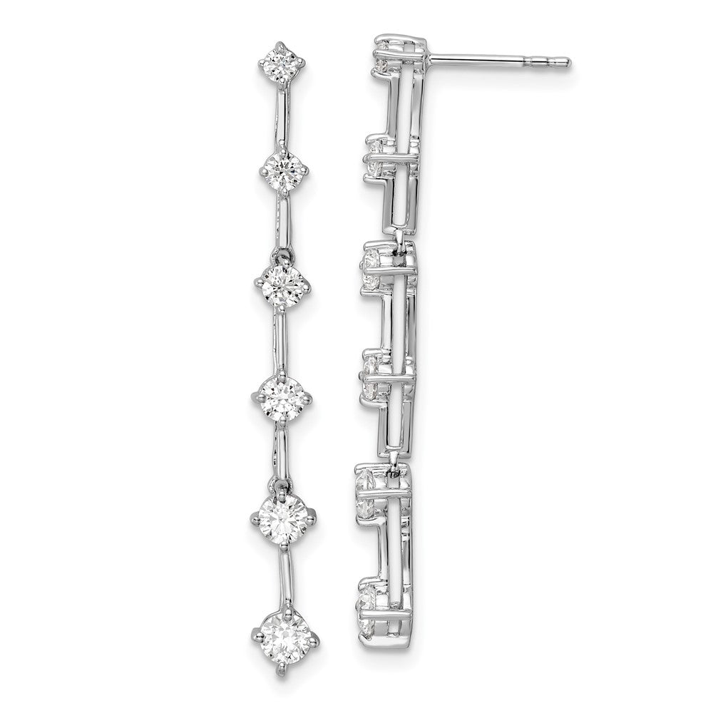 14k White Gold 1 Ct. Lab Grown Diamond VS/SI+ G+ Six Stone Dangle Post Earrings