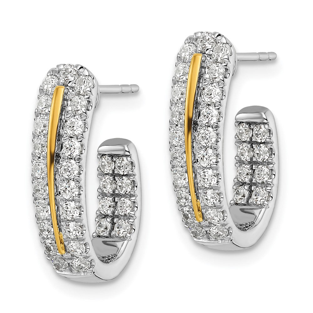 14k White Gold Two-Tone Lab Grown Diamond VS/SI FGH In and Out J-Hoop Earrings