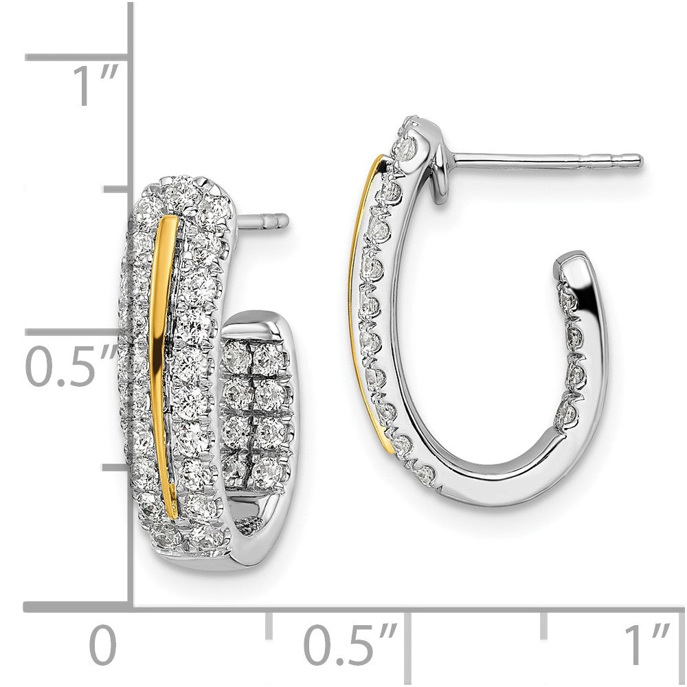 14k White Gold Two-Tone Lab Grown Diamond VS/SI FGH In and Out J-Hoop Earrings