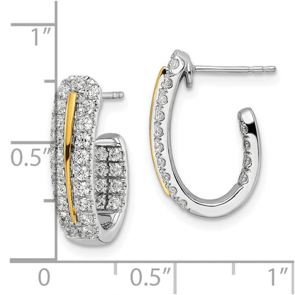 14k White Gold Two-Tone Lab Grown Diamond VS/SI FGH In and Out J-Hoop Earrings