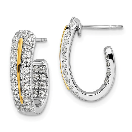 14k White Gold Two-Tone Lab Grown Diamond VS/SI FGH In and Out J-Hoop Earrings