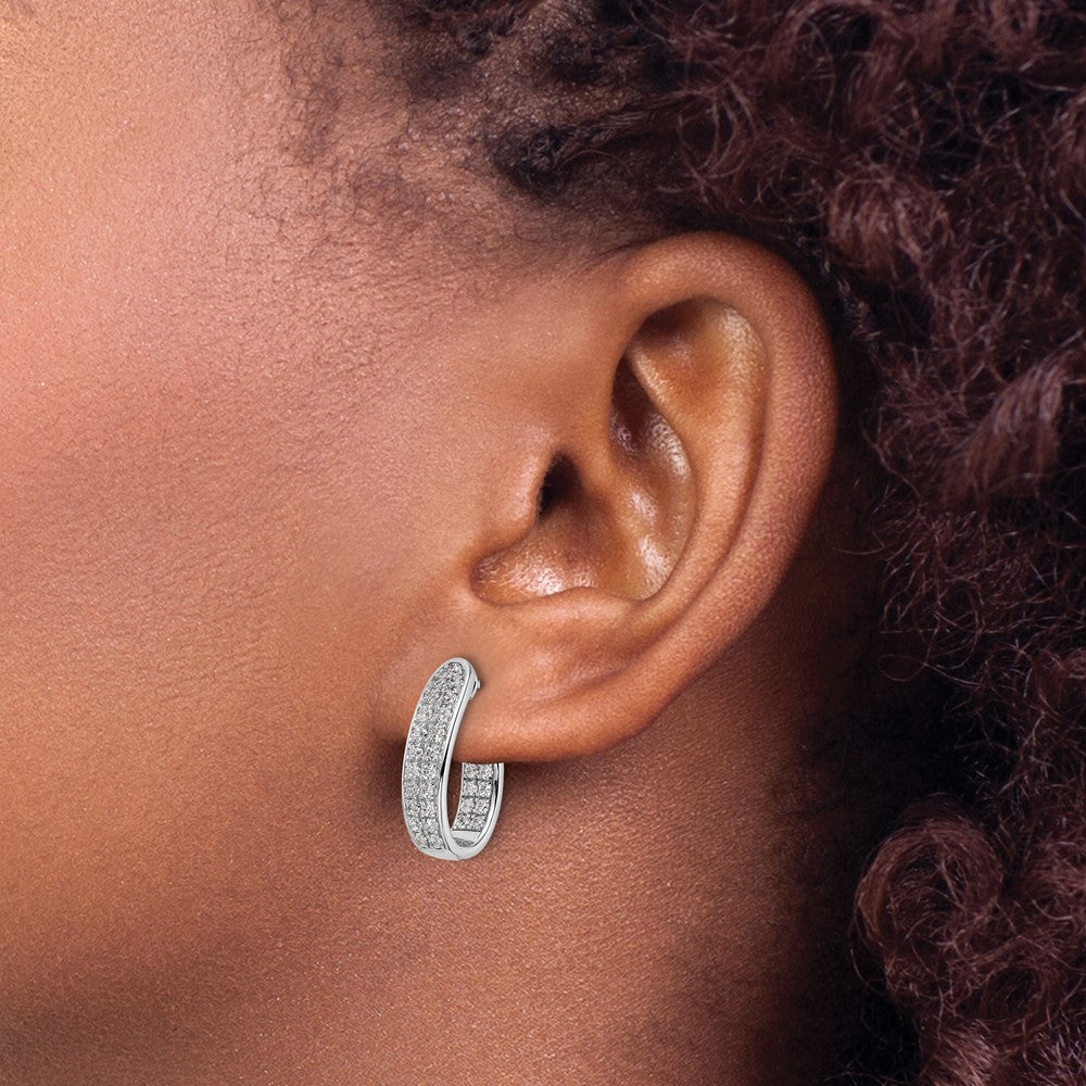 14k White Gold 1 Ct. Lab Grown Diamond VS/SI+ G+ In and Out J-Hoop Hoop Earrings