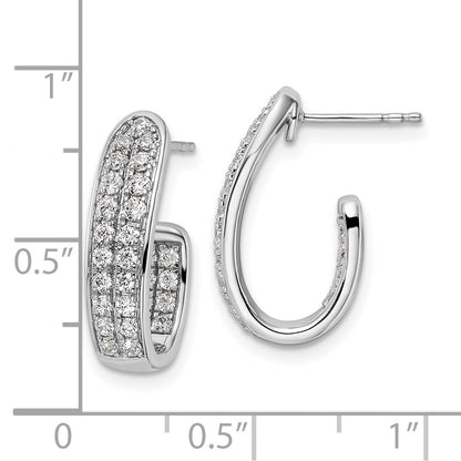 14k White Gold 1 Ct. Lab Grown Diamond VS/SI+ G+ In and Out J-Hoop Hoop Earrings