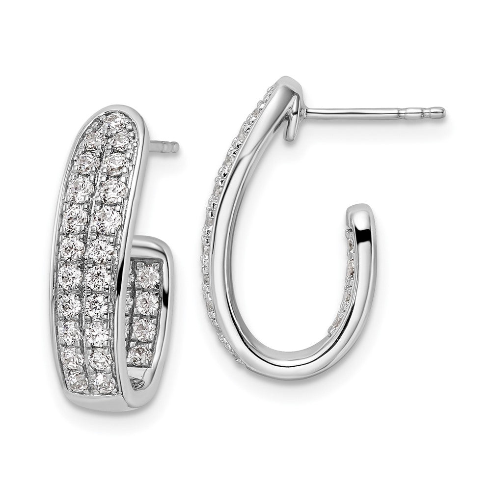 14k White Gold 1 Ct. Lab Grown Diamond VS/SI+ G+ In and Out J-Hoop Hoop Earrings