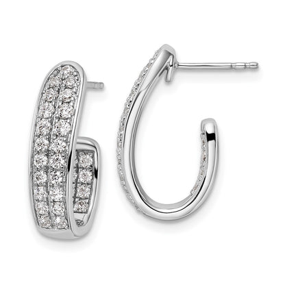 14k White Gold 1 Ct. Lab Grown Diamond VS/SI+ G+ In and Out J-Hoop Hoop Earrings
