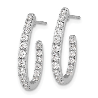 14k White Gold 1 Ct. Lab Grown Diamond VS/SI+ G+ In and Out J-Hoop Hoop Earrings