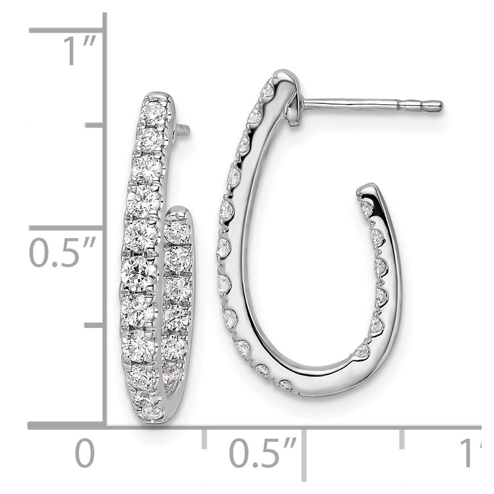 14k White Gold 1 Ct. Lab Grown Diamond VS/SI+ G+ In and Out J-Hoop Hoop Earrings