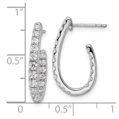 14k White Gold 1 Ct. Lab Grown Diamond VS/SI+ G+ In and Out J-Hoop Hoop Earrings