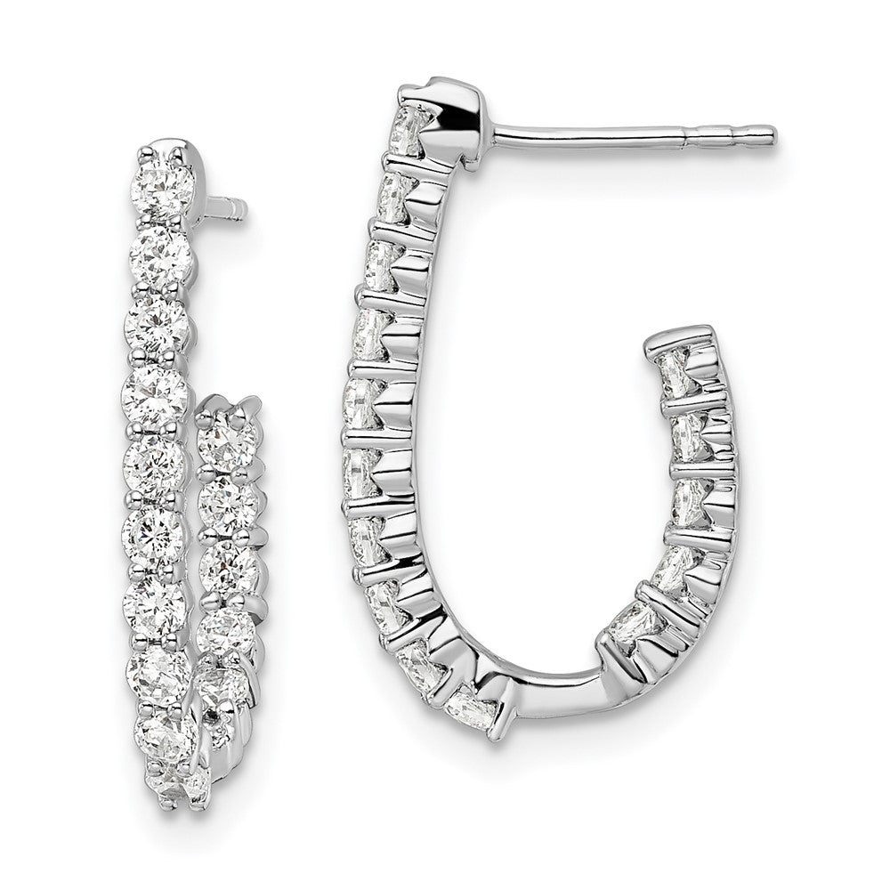 14k White Gold 1 Ct. Lab Grown Diamond VS/SI+ G+ In and Out J-Hoop Hoop Earrings