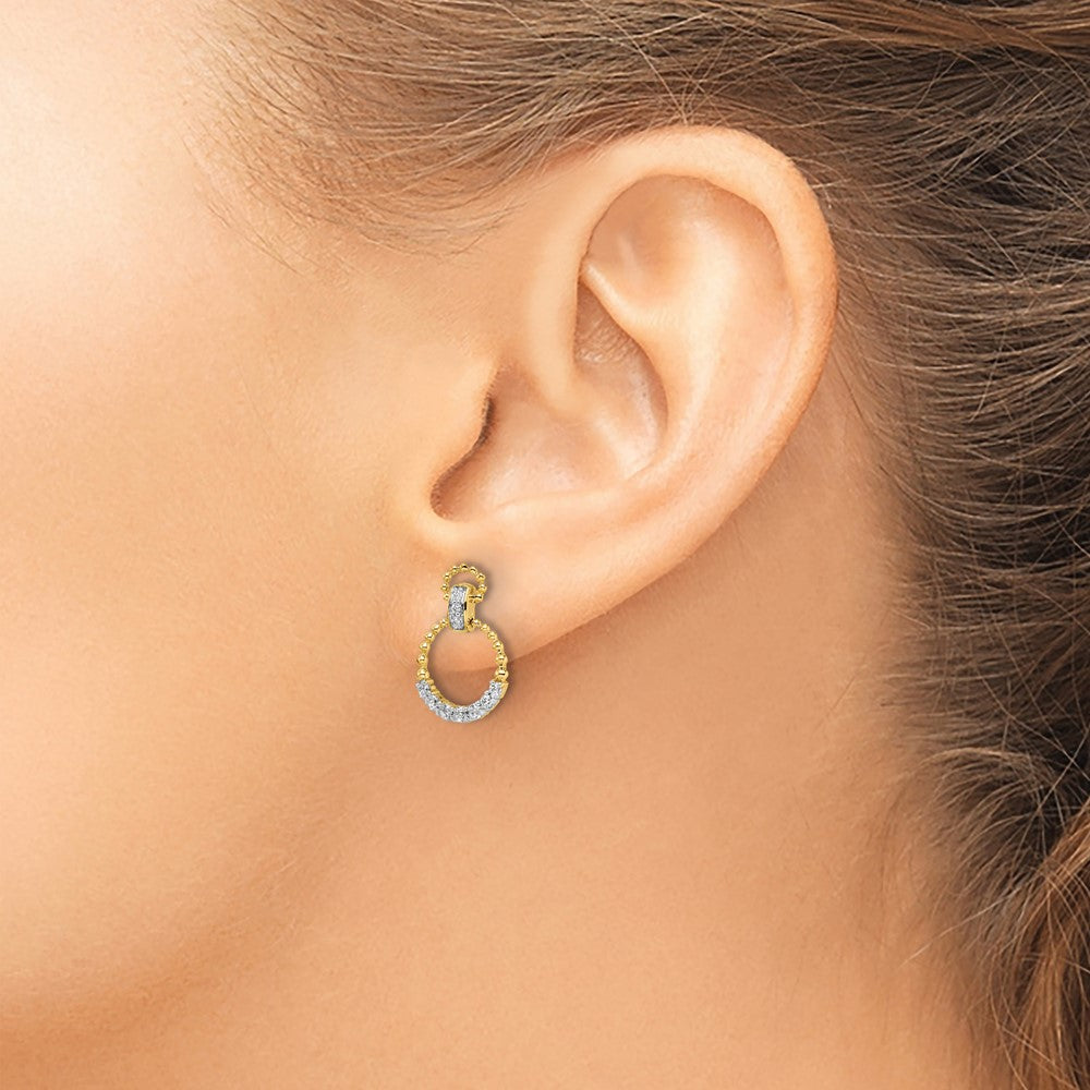 14K Yellow Gold 1/4 Carat Lab Grown Diamond Vs/Si+ G+ Circle Dangle Post Earrings