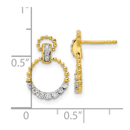 14K Yellow Gold 1/4 Carat Lab Grown Diamond Vs/Si+ G+ Circle Dangle Post Earrings