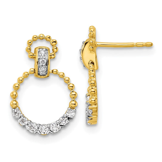 14K Yellow Gold 1/4 Carat Lab Grown Diamond Vs/Si+ G+ Circle Dangle Post Earrings