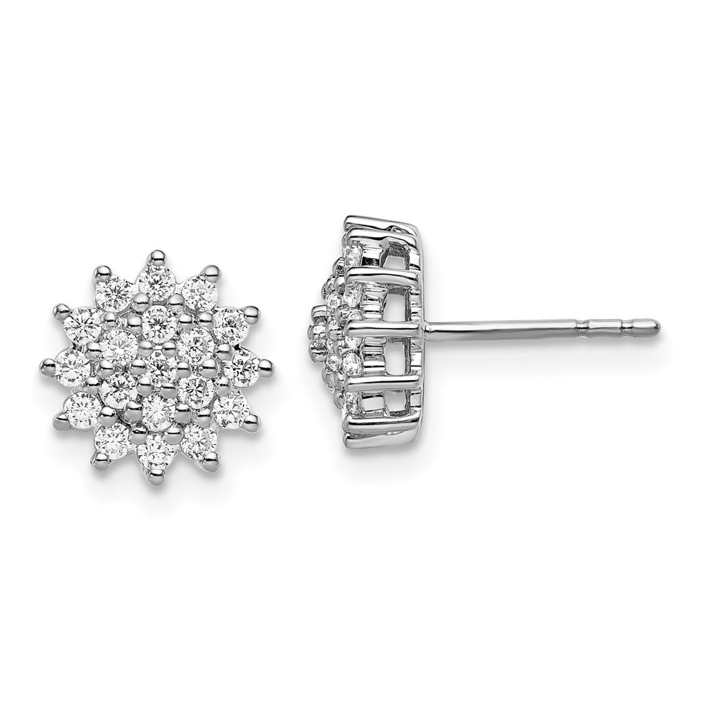 14k White Gold 1/2 Ct. Lab Grown Diamond VS/SI+ G+ Complete Cluster Post Earrings