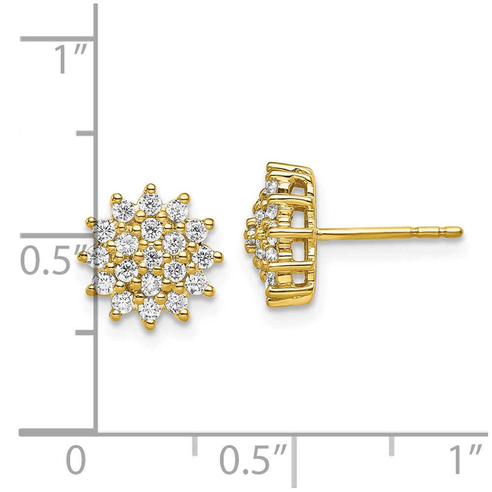 14k Yellow Gold 1/2 Ct. Lab Grown Diamond VS/SI+ G+ Cluster Post Earrings