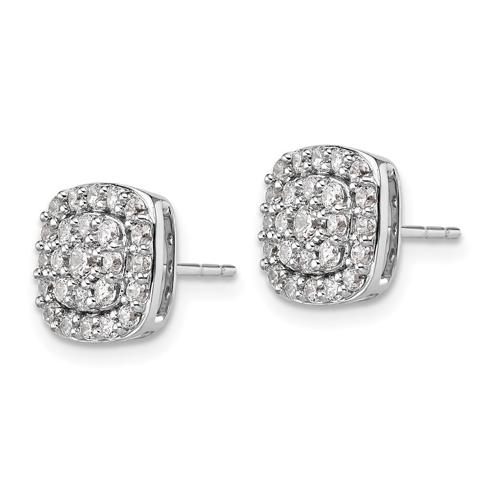 14k White Gold 7/8 Ct. Lab Grown Diamond VS/SI+ G+ Complete Square Halo Post Earrings