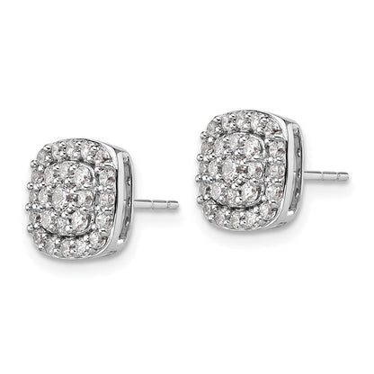 14k White Gold 7/8 Ct. Lab Grown Diamond VS/SI+ G+ Complete Square Halo Post Earrings