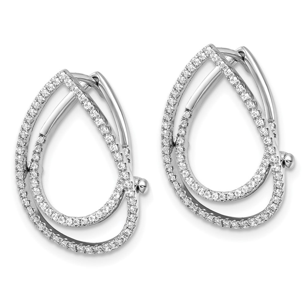14K White Gold Lab Grown VS/SI+ G+ Diamond Teardrop Fashion Hinged Earrings