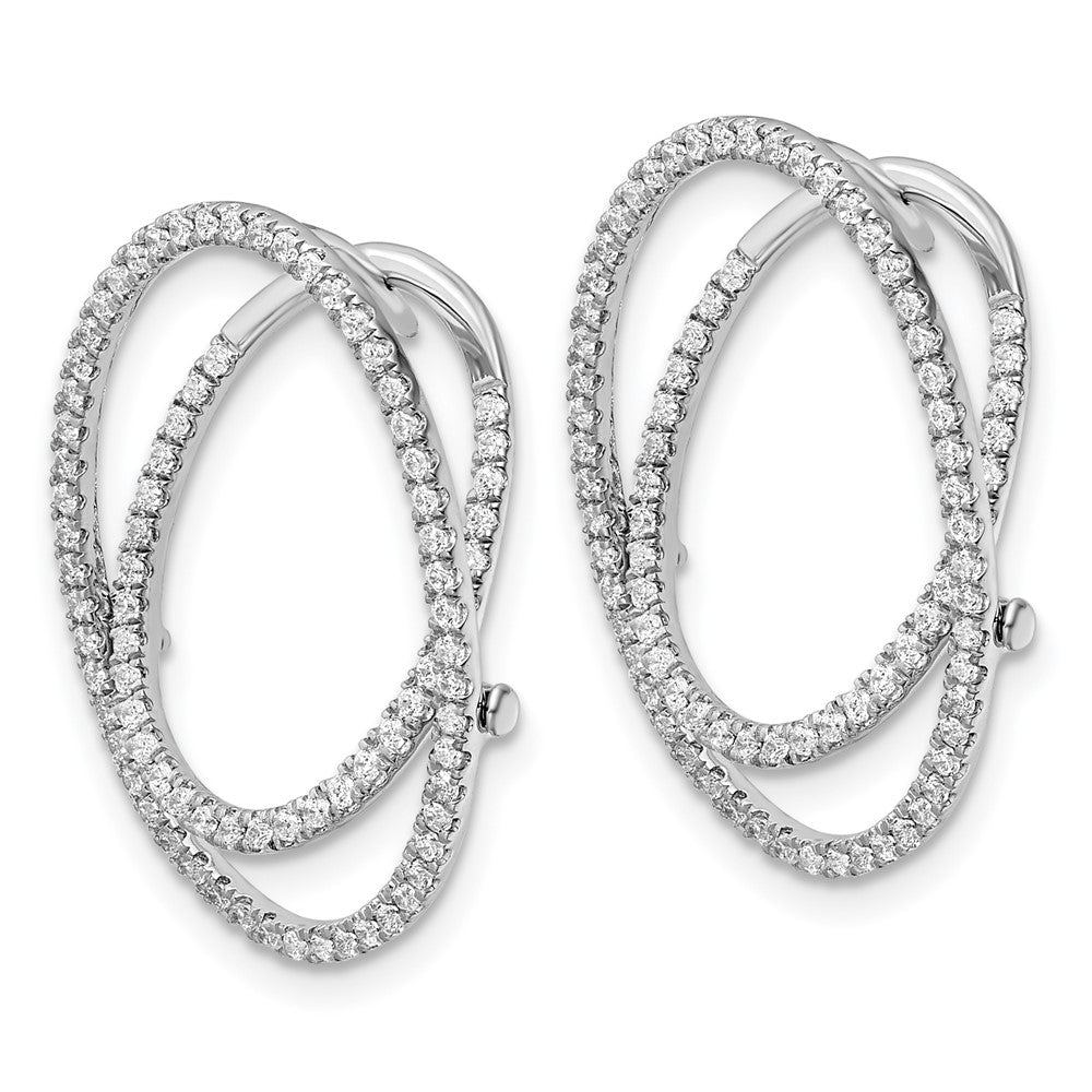 14K White Gold Lab Grown VS/SI+ G+ Diamond Oval Fashion Hinged Earrings