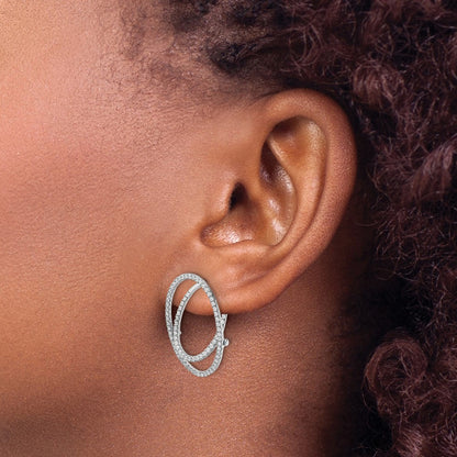 14K White Gold Lab Grown VS/SI+ G+ Diamond Oval Fashion Hinged Earrings