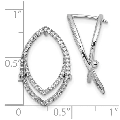 14K White Gold Lab Grown VS/SI+ G+ Diamond Marquise Shape Hinged Earrings
