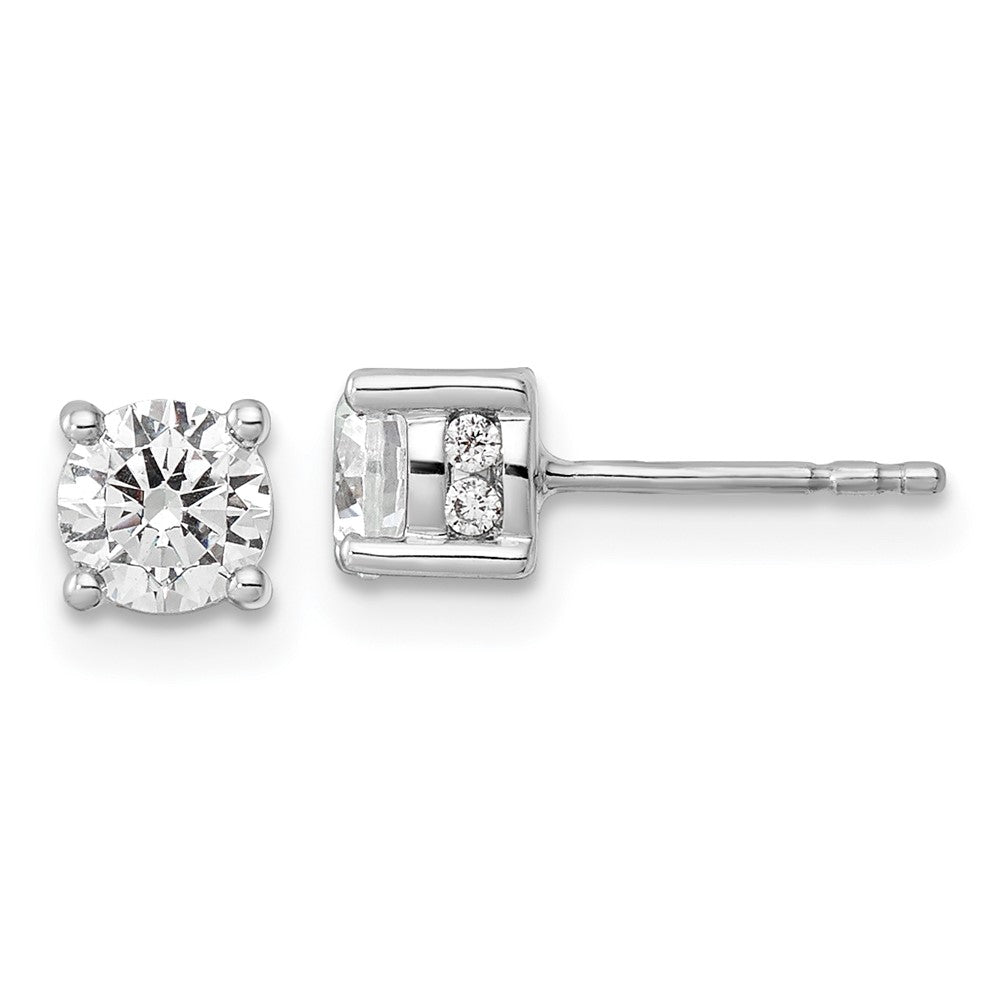 14K White Gold 1 Carat Lab Grown Diamond Vs/Si+ G+ Complete Stud Post Earrings