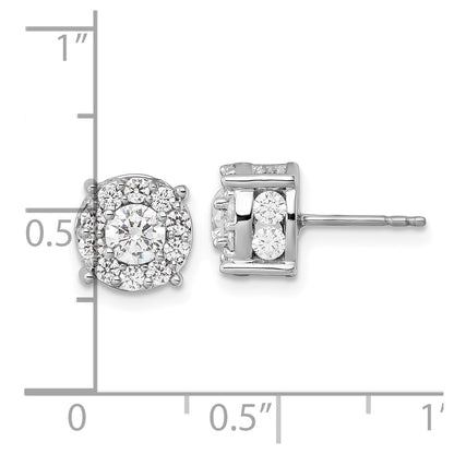 14K White Gold 2 Carat Lab Grown Diamond Vs/Si+ G+ Complete Round Fashion Halo Post Earrings
