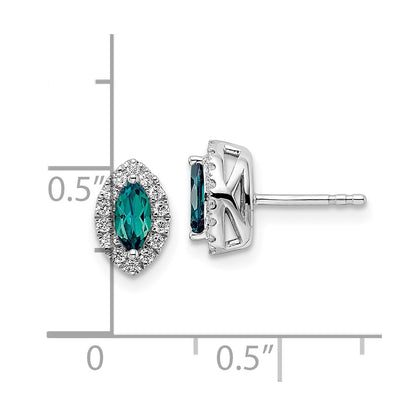 14k White Gold 1/5 Ct. Lab Grown Diamond VS/SI+ G+ and Lab Created Alexandrite June Birthstone Post Earrings