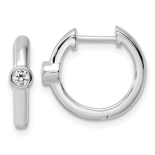 14K White Gold True Origin 1/8 Carat Lab Grown Diamond Vs Def Hinged Hoop Earrings