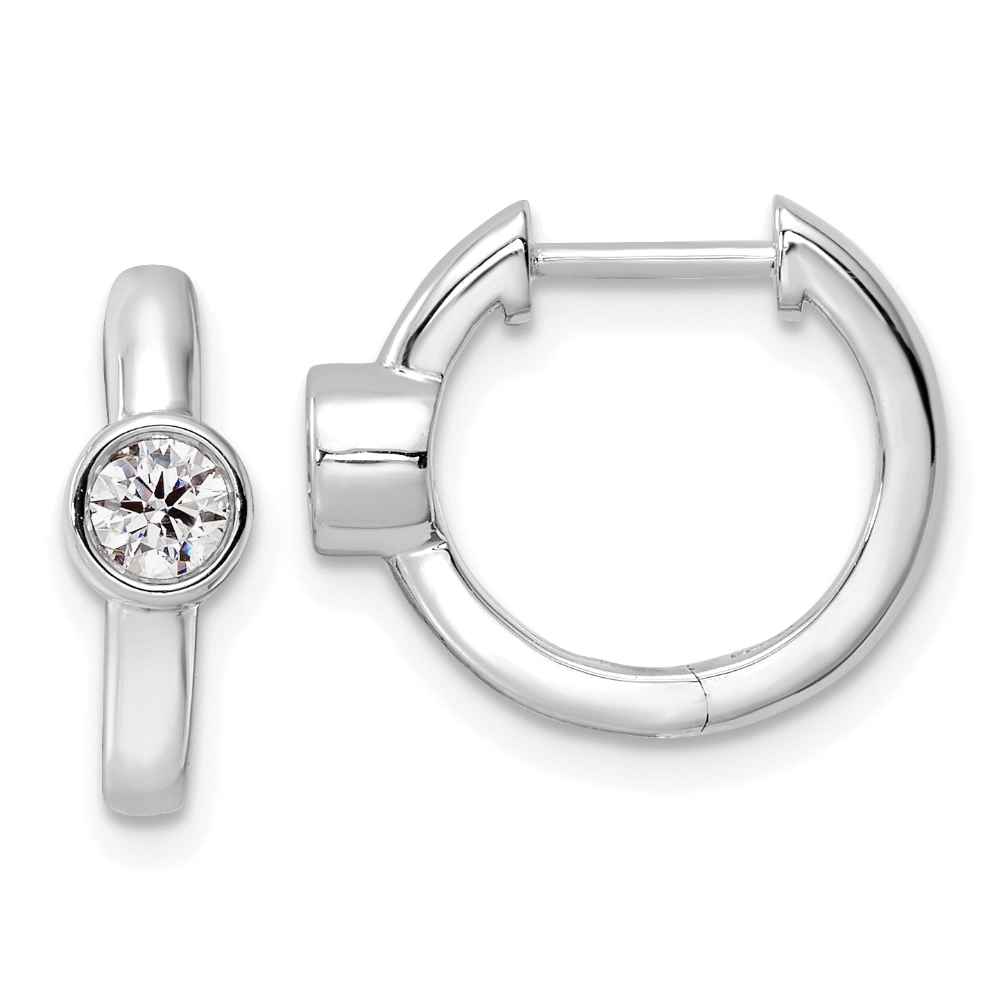 14K White Gold True Origin 1/3 Carat Lab Grown Diamond Vs Def Hinged Hoop Earrings