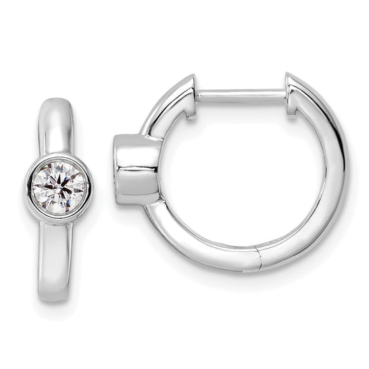14K White Gold True Origin 1/3 Carat Lab Grown Diamond Vs Def Hinged Hoop Earrings