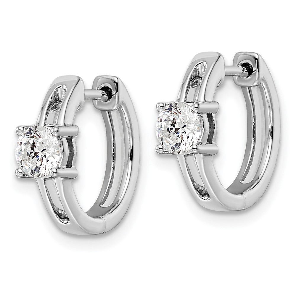 14K White Gold True Origin 5/8 Carat Lab Grown Diamond Vs Def Hinged Hoop Earrings