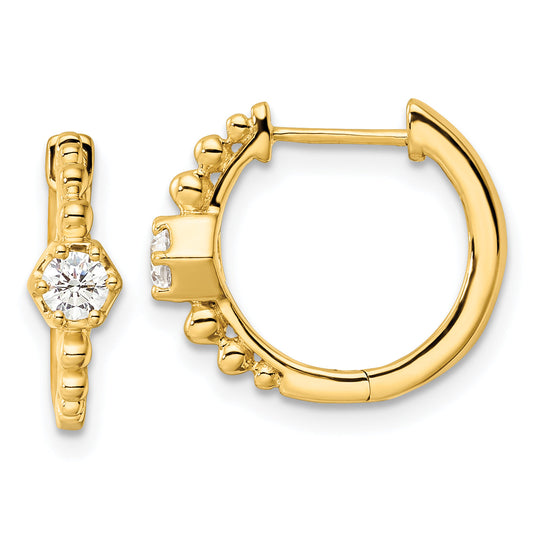 14K Yellow Gold True Origin 5/8 Carat Lab Grown Diamond Vs Def Hinged Hoop Earrings