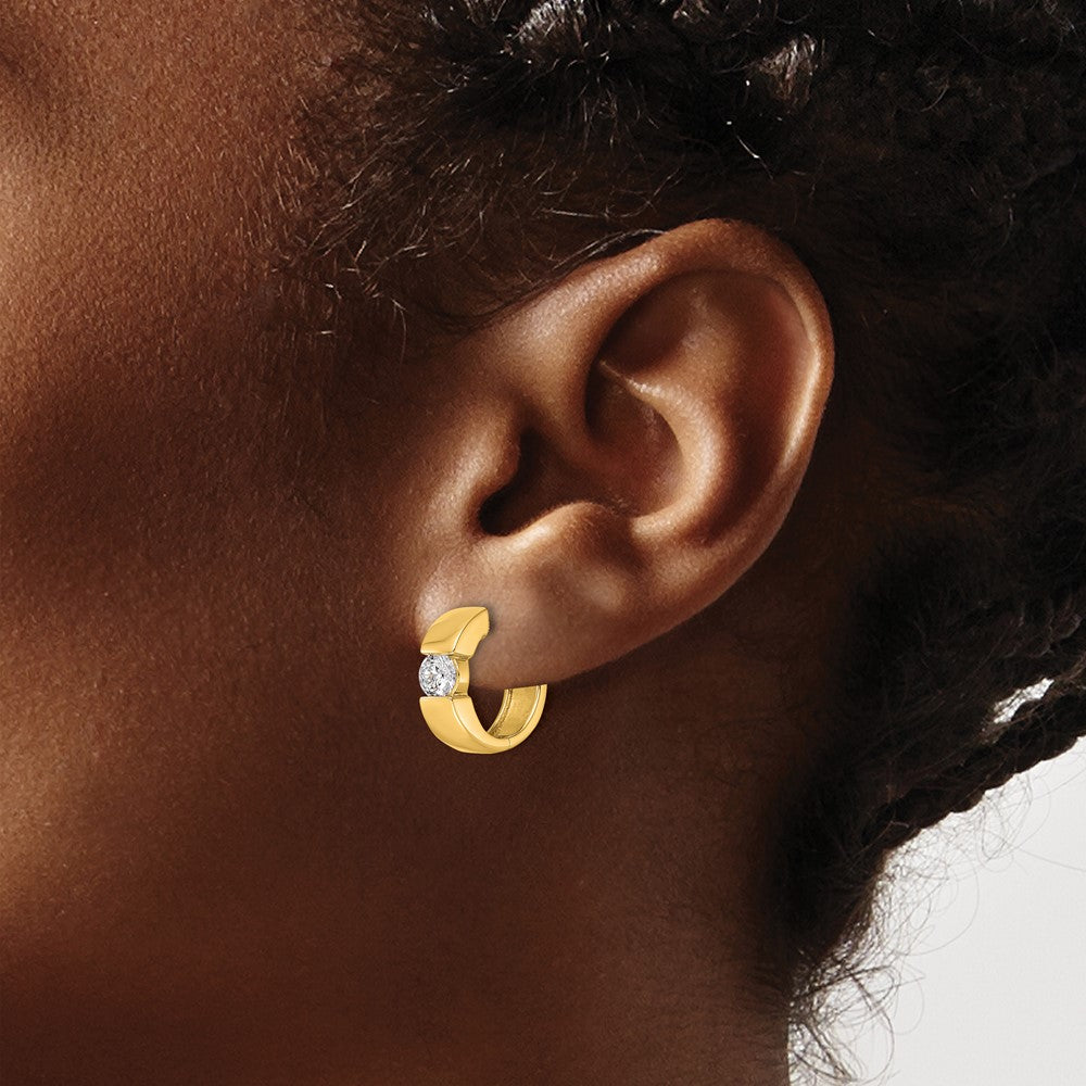 14K Yellow Gold True Origin 1/3 Carat Lab Grown Diamond Vs Def Hinged Hoop Earrings