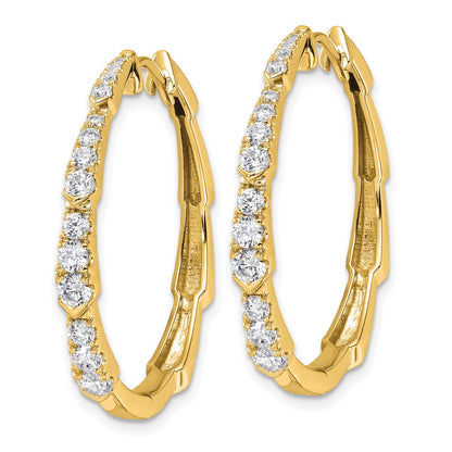 14K Yellow Gold True Origin 1 1/5 Carat Lab Grown Diamond Vs Def Fancy Hoop Earrings
