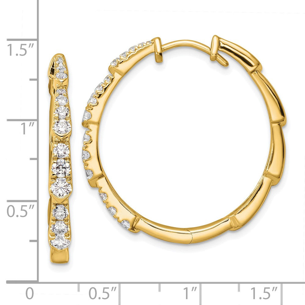 14K Yellow Gold True Origin 1 1/5 Carat Lab Grown Diamond Vs Def Fancy Hoop Earrings