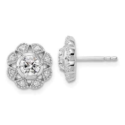 14K White Gold True Origin 3/4 Carat Lab Grown Diamond Vs Def Floral Post Earrings