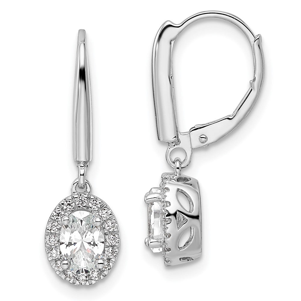 14k White Gold 1 1/5 Ct. Lab Grown Diamond VS/SI+ G+ Oval Drop Leverback Earrings
